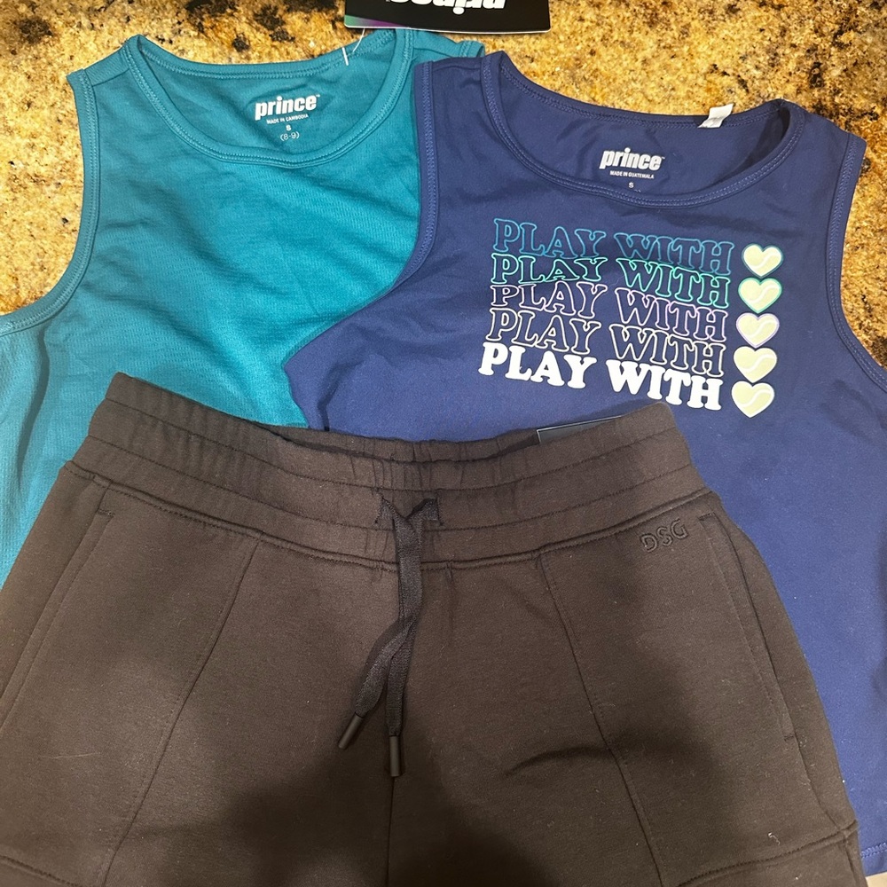 Prince Blue and Black Kids Tank Tops and Shorts Set